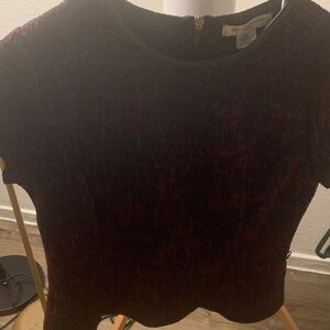 Purple and Black Short Sleeve Top